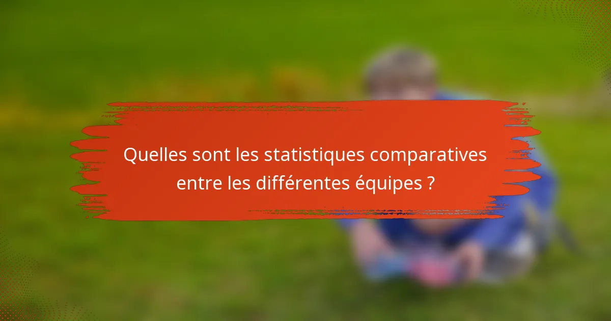Quelles sont les statistiques comparatives entre les différentes équipes ?